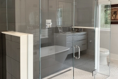 Custom glass shower with hinges glass to glass, right view