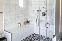 Fancy right angle cut, custom shower doors, frameless glass