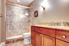 Elegant Bathroom With Glass Door Shower
